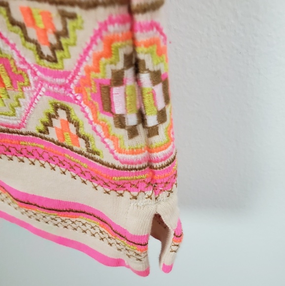 J.Crew Neon Pink Embroidered Striped Boatneck Top - Picture 6 of 7